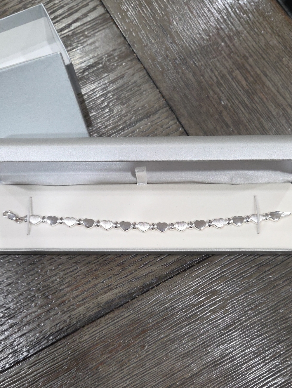 Sterling Silver Heart Link Bracelet for Women